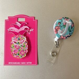 Floral Pineapple Badge Button